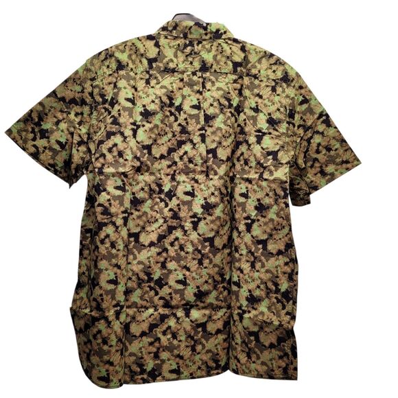 Goothreads Men's Standard-Fit Short Sleeve Poplin Shirt Green Abstract Camo XL - Picture 2 of 10